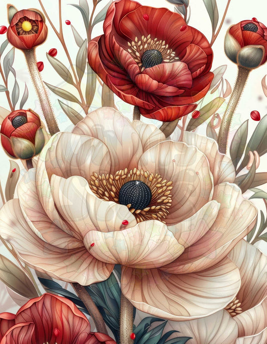 Red and White Flowers