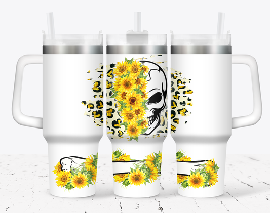 40oz Skull Flowers
