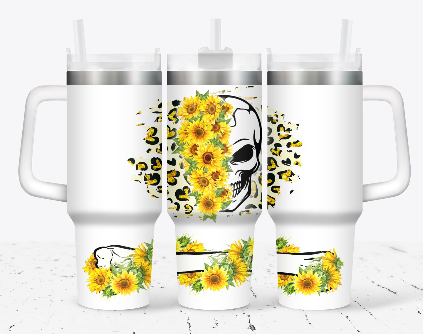 40oz Skull Flowers