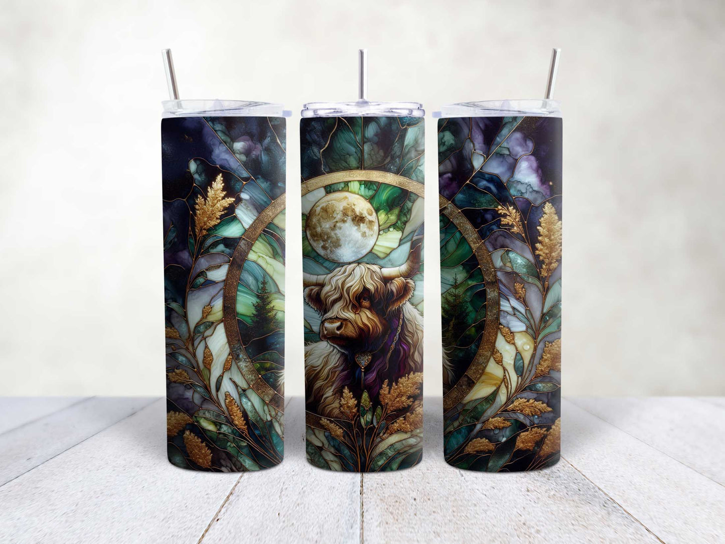 Stained Glass Highland Cow