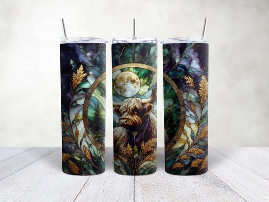 Stained Glass Highland Cow