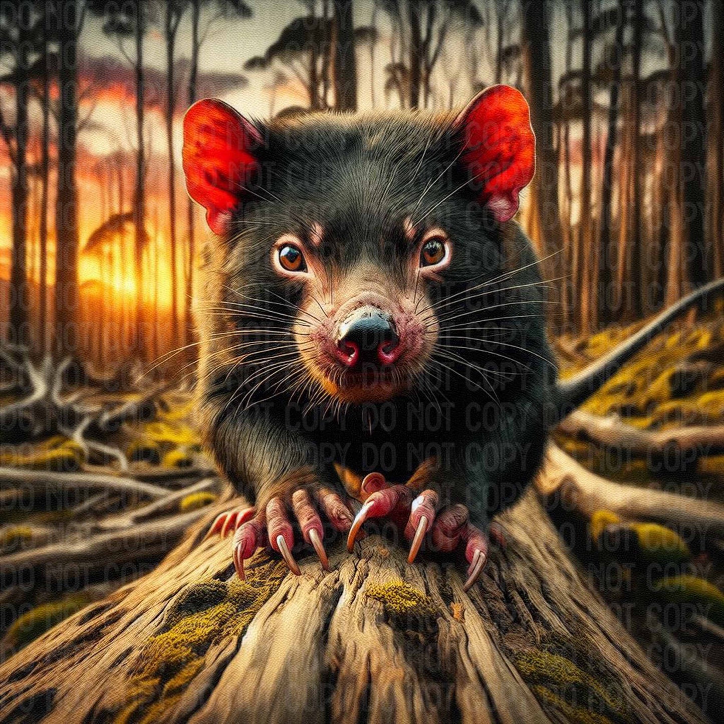 Tasmanian Devil On log