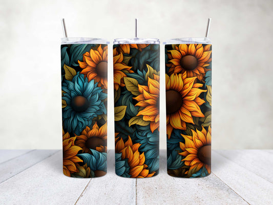Teal Gold Flowers