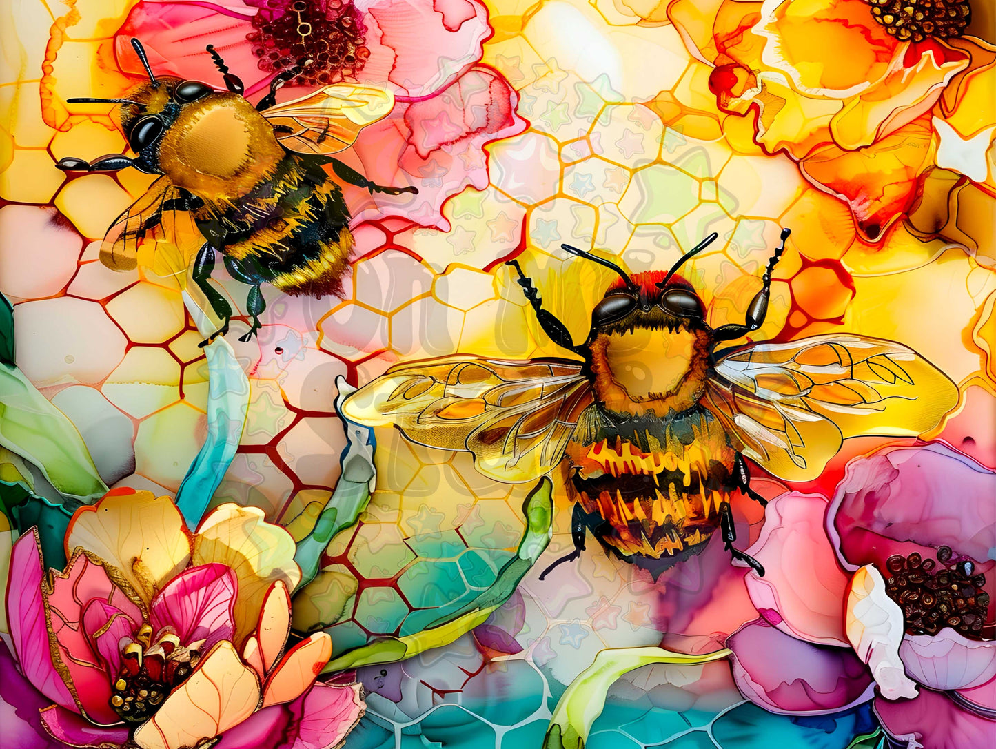 Watercolour Bees