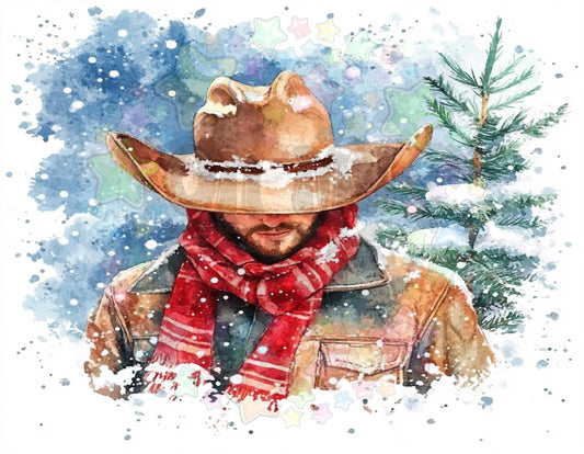 Winter Cowboy Looking Down