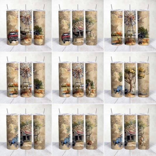 10pc Aussie Outback 20oz Tumbler Sublimation Pack