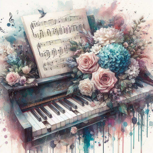 Piano Watercolour Flowers