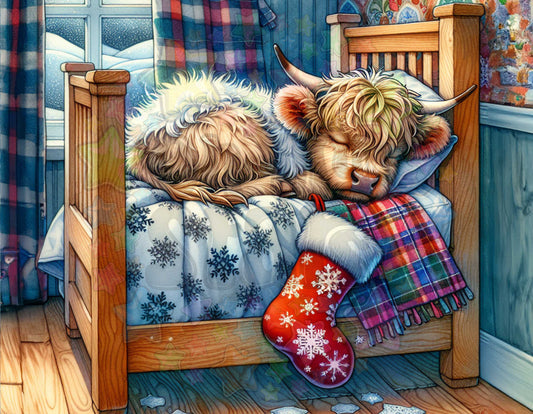 Highland Cow Christmas Night