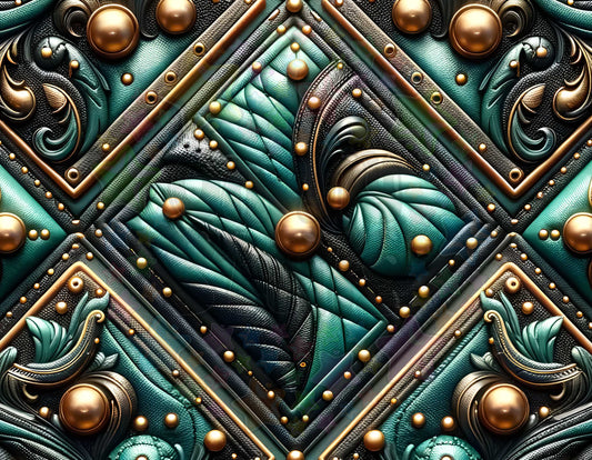 Aqua and Gold Leather Look