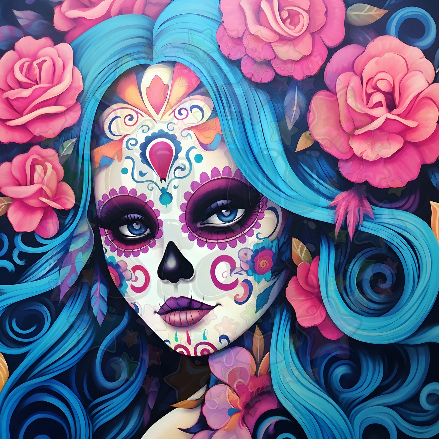 Pink and Blue Sugarskull