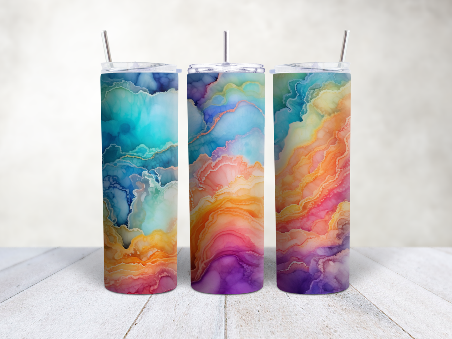 Rainbow Alcohol Ink Tumbler Wrap