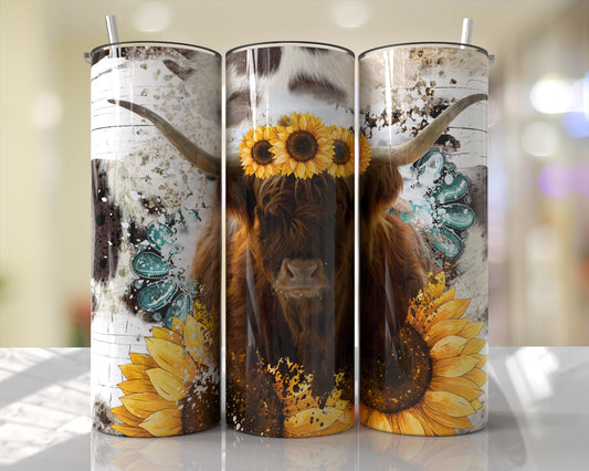 Highland Cow Sunflowers