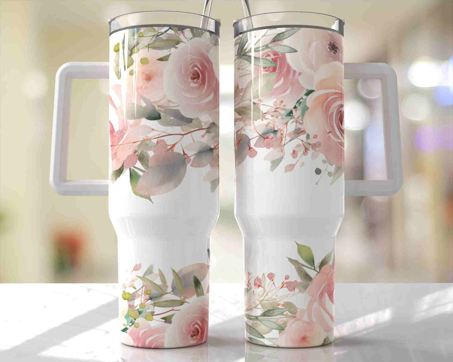 40oz Pink Flowers